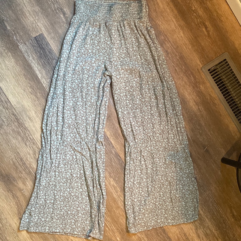 Medium Final Touch flowy, wide legged, smocked stretchy waist pants